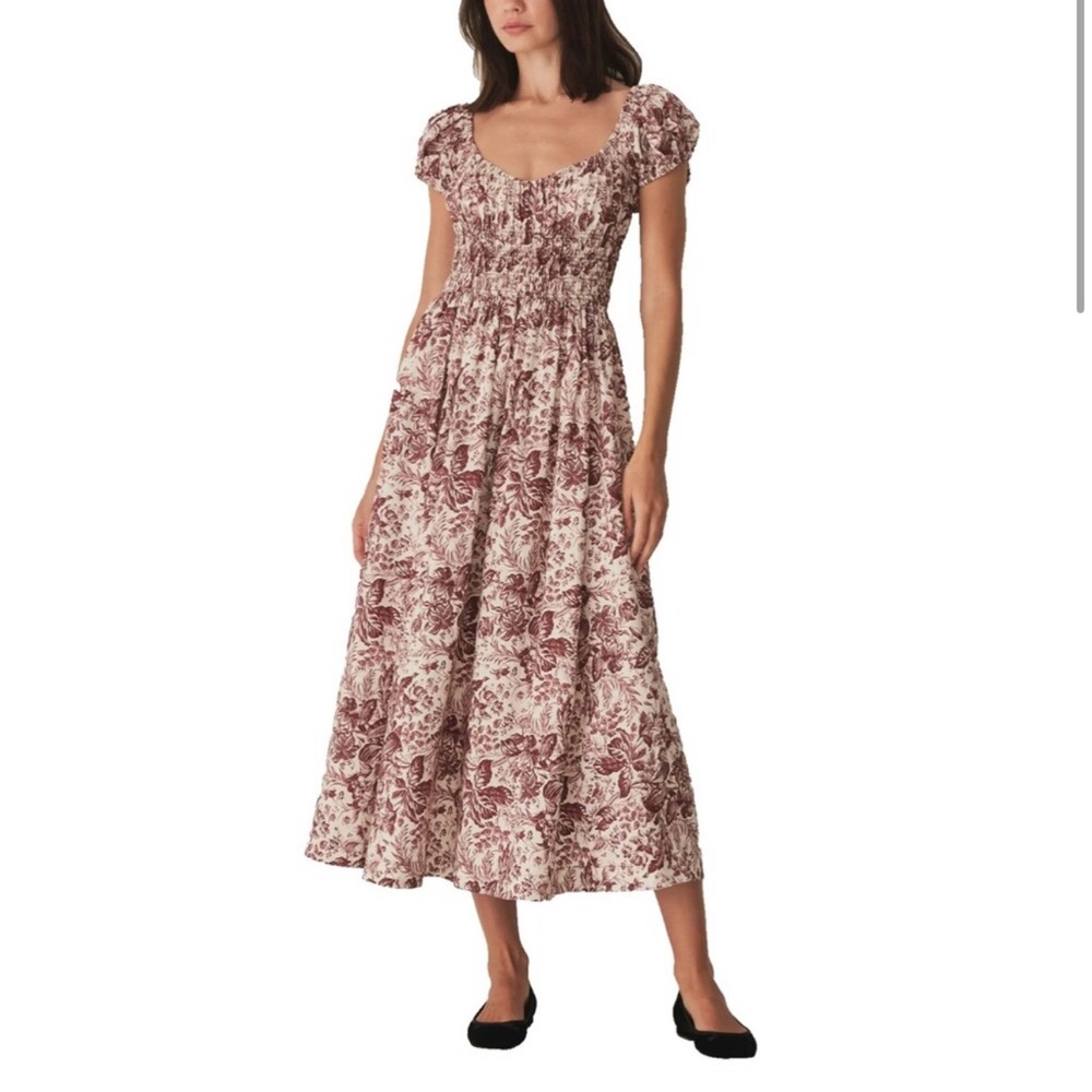 Doen Burgundy Floral Midi Dress